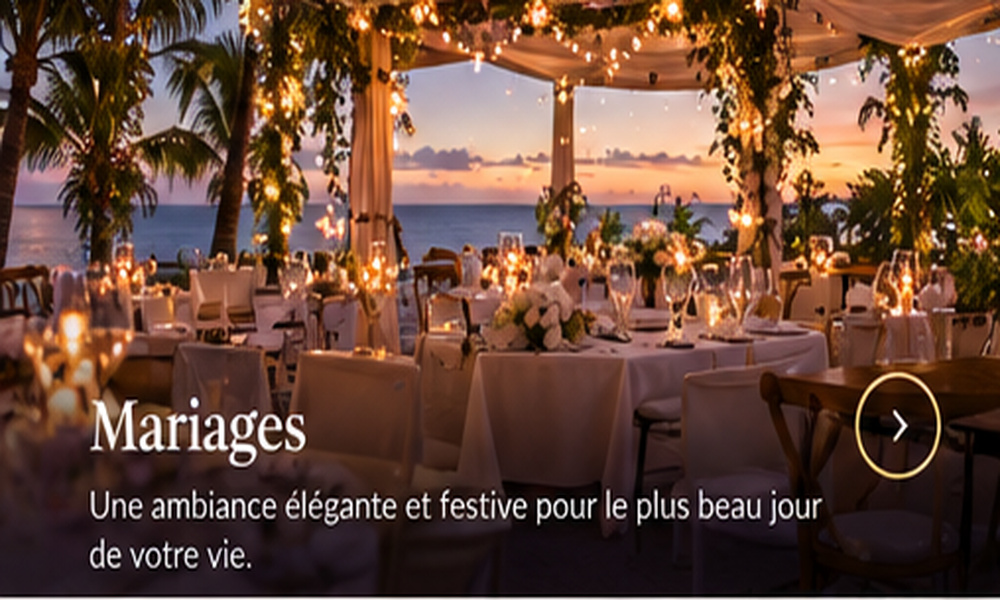 Réception de mariage élégante en soirée